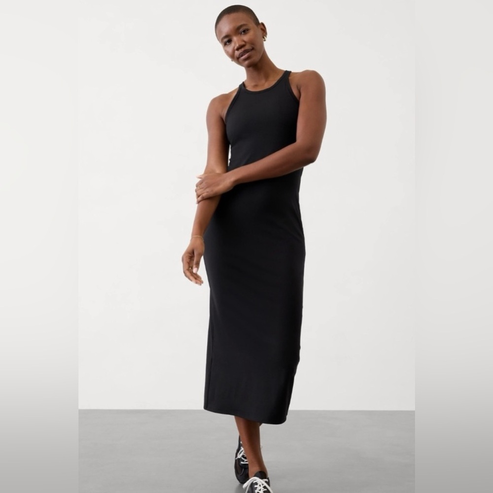 NWT Athleta XL Black Signature Rib Maxi Dress, Extra Large